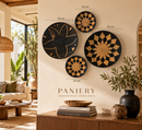 Handwoven African Wall Art – Black & Natural Four-Piece Composition