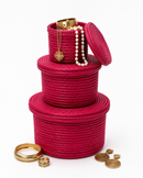 Handwoven Pink Storage Basket Set – Handmade in Rwanda