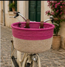 Pink Riviera Bicycle Basket – Handwoven in Senegal