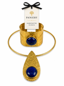 Recycled Vintage African Padlock Jewelry Set – Brass & Natural Stone