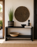 Black & Natural Woven Entryway Set – African Wall Basket & Planter