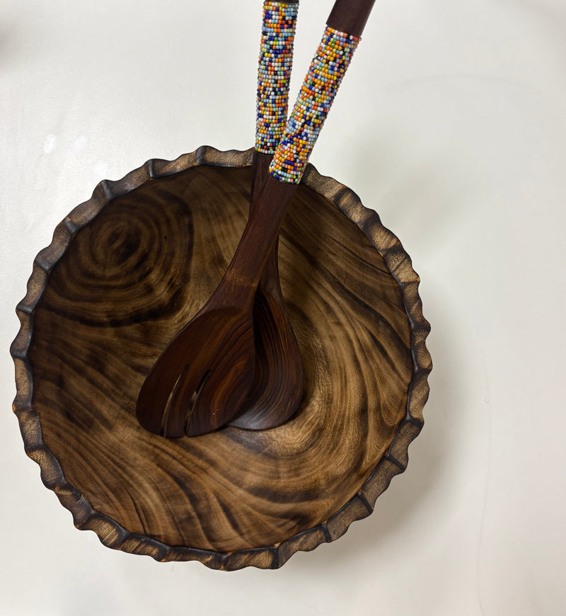 Olive wood salad bowl