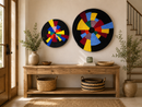Handcrafted Rwanda Wall Basket | Black & Multicolor Woven Wall Décor