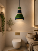 Emerald Coast Woven Pendant Light – Indigo & Ivory Edition