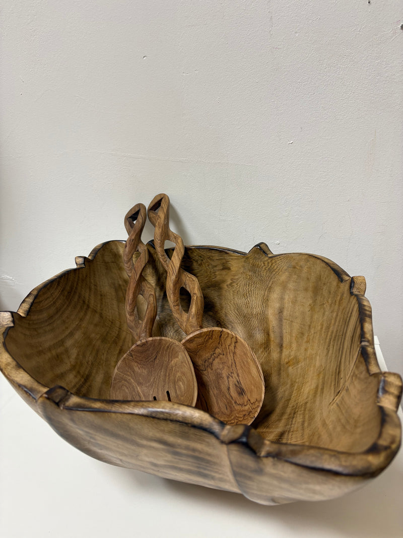 Olive wood salad bowl