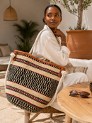Large Handwoven Kenyan Tote Bag – Tribal Black & Red
