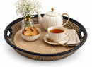 Senegal Handwoven Serving Tray – 50 cm, Leather Trim (Last Piece Available)
