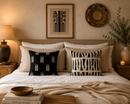 Reversible Bogolan Cushion Cover | Handmade African Mud Cloth Pillow | Black & White Tribal Decor