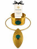Recycled Vintage African Padlock Jewelry Set – Brass & Natural Stone