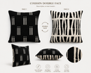 Reversible Bogolan Cushion Cover | Handmade African Mud Cloth Pillow | Black & White Tribal Decor