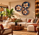 Handwoven African Wall Art – Navy & Terracotta Trio