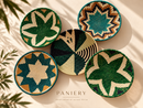 PANIERY — Emerald & Teal Handwoven Wall Art | Set of 5