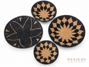 Handwoven African Wall Art – Black & Natural Four-Piece Composition