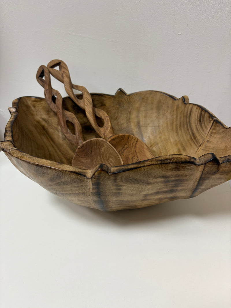 Olive wood salad bowl