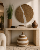 Natural Woven Wall Basket & Floor Vase Set – Handcrafted African Decor
