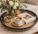 Senegal Handwoven Serving Tray – 50 cm, Leather Trim (Last Piece Available)