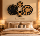 Handwoven African Wall Art – Black & Natural Four-Piece Composition