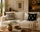 Reversible Bogolan Cushion Cover | Handmade African Mud Cloth Pillow | Black & White Tribal Decor