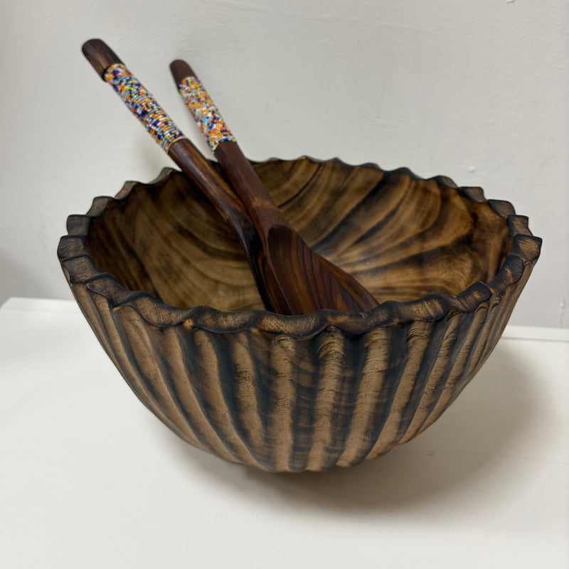 Olive wood salad bowl