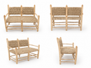 Handcrafted Moroccan Double Seat Bench – Natural Woven Wood Sofa | Paniery
