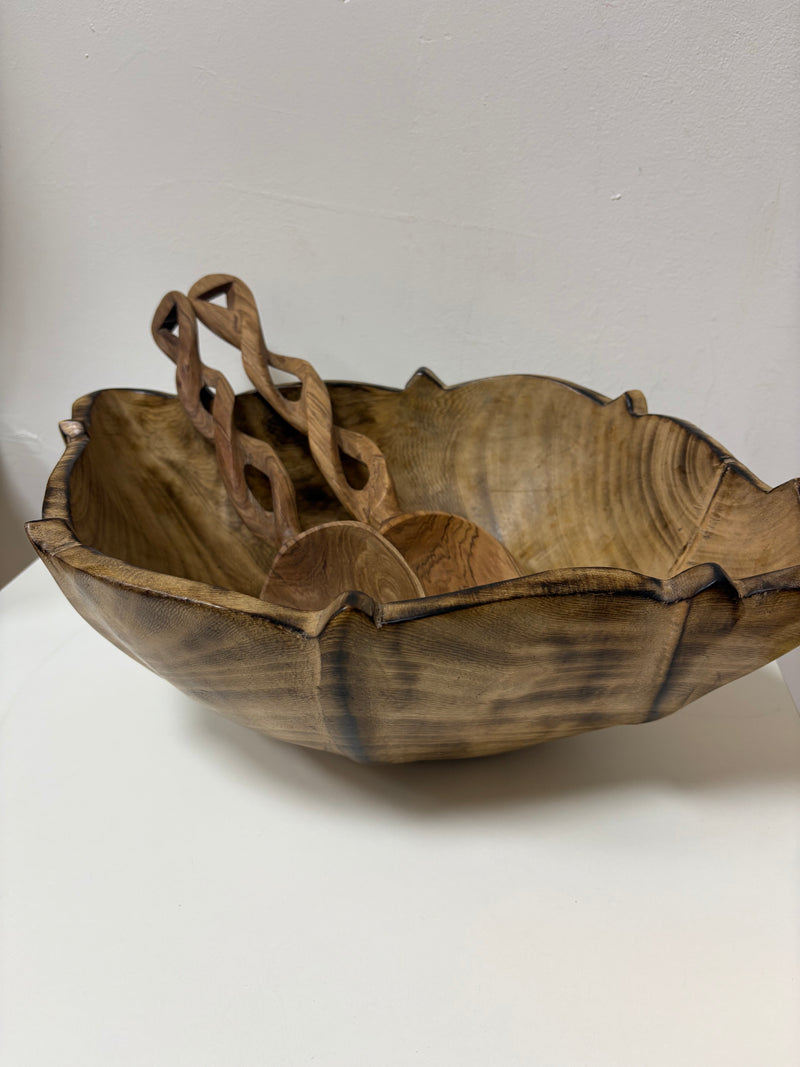 Olive wood salad bowl