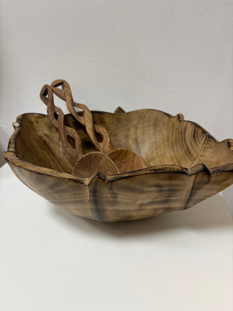 Olive wood salad bowl