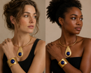 Recycled Vintage African Padlock Jewelry Set – Brass & Natural Stone