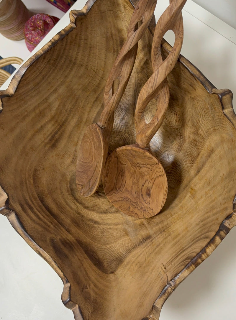 Olive wood salad bowl