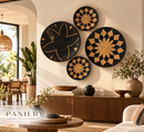 Handwoven African Wall Art – Black & Natural Four-Piece Composition