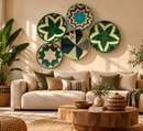 PANIERY — Emerald & Teal Handwoven Wall Art | Set of 5