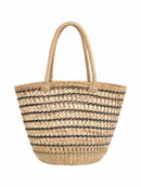 Handwoven Kenyan Raffia Tote Bag – Black & Natural
