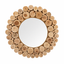 Handcrafted Moroccan Wood Slice Mirror | Natural Wooden Wall Mirror – Paniery