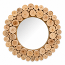 Handcrafted Moroccan Wood Slice Mirror | Natural Wooden Wall Mirror – Paniery