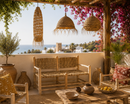 Handcrafted Moroccan Double Seat Bench – Natural Woven Wood Sofa | Paniery