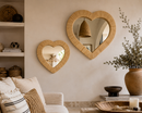 Handmade Raffia Heart Mirror – Moroccan Wall Décor