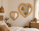 Handmade Raffia Heart Mirror – Moroccan Wall Décor