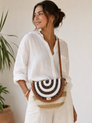 Kenyan Beaded Crossbody Bag – Handmade Raffia & Leather Bag