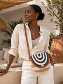 Kenyan Beaded Crossbody Bag – Handmade Raffia & Leather Bag