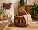 Handwoven Bolga Basket – Plum & Natural