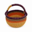 Mini Handwoven Bolga Basket – Terracotta & Plum