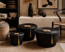 Paniery Black & Gold Handwoven Storage Basket