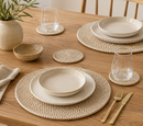 Handwoven placemat (39 cm) in elegant white. Durable, refined and perfect for modern table styling