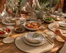 Handwoven placemat (39 cm) in elegant white. Durable, refined and perfect for modern table styling