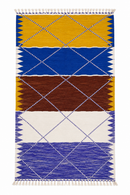 Luxury Handwoven Moroccan Berber Rug | Blue & Ochre Geometric Rug 250×150 cm