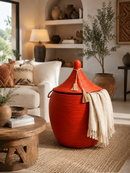 Royal Terracotta Handwoven Storage Basket – Luxury African Artisan Hamper