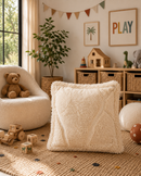 Luxury Moroccan Berber Pouf – Handwoven Ivory Wool Ottoman | 70 cm