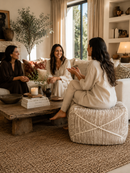 Luxury Handwoven Neutral Berber Pouf – Artisan Moroccan Floor Cushion – 70 cm