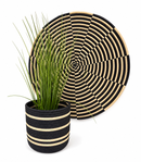 Black & Natural Woven Entryway Set – African Wall Basket & Planter