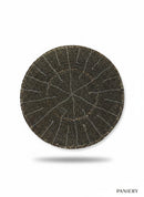 Paniery dark beaded placemat with intricate radial and concentric patterns, handcrafted for table art.