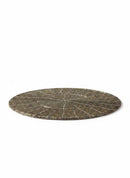 Paniery oval beaded placemat with a leaf-like pattern in gold and white, handcrafted for table art.